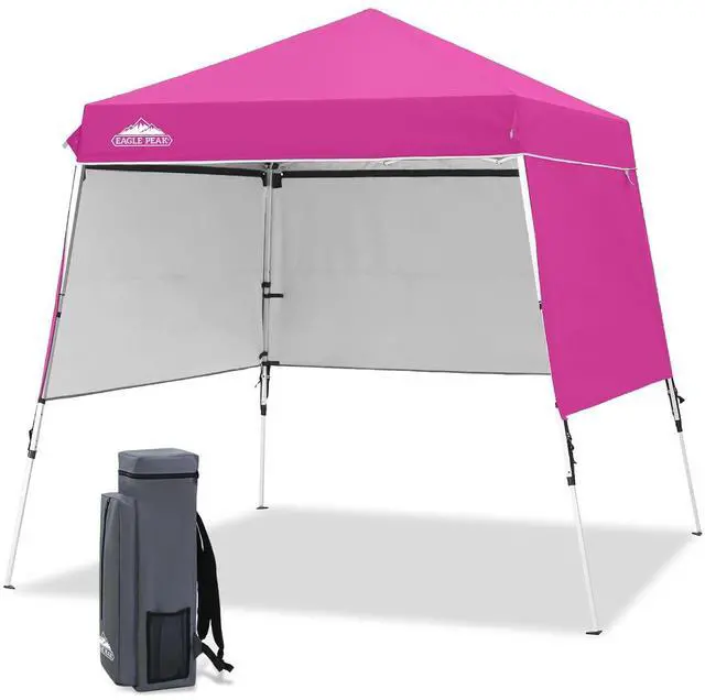 Main image of Day Tripper 8x8 Aluminum Super-Lightweight Slant Leg Pop Up Canopy with 3 Removable Walls, Instant Outdoor Backpack Canopy Tent, Outside Beach Folding Sun Shelter, 8x8 Base 6x6 Top, Pink
