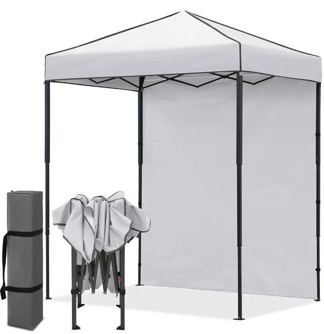 Main image of 6x4 Instant Pop Up Canopy Tent with 1 Side Wall Panel, Straight Leg Sun Shelter, Portable Canopy with Carry Bag for Camping, Beach & Sports, White