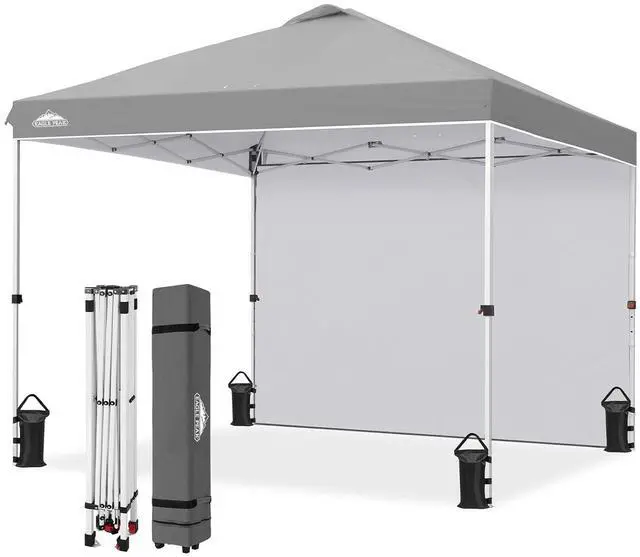 Main image of Commercial Canopy 10x10 Pop Up Canopy Tent with 1 Sidewall, Easy Setup Heavy Duty Instant Event Shelter for Vendors & Markets, Outdoor Sun Shade, Light Gray