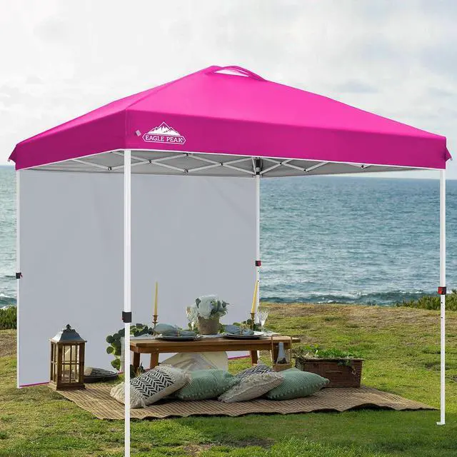 Alt view image 5 of 7 - Commercial Canopy 8x8 Pop Up Canopy Tent with 1 Sidewall, Easy Setup Heavy Duty Instant Event Shelter for Vendors & Markets, Outdoor Sun Shade, Pink