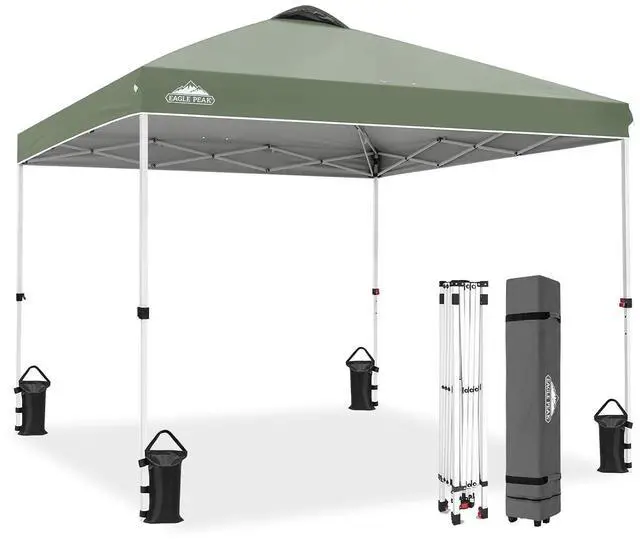 Main image of Pop Up Canopy Tent with Wheeled Carry Bag, 8 Stakes, 4 Ropes, 4 Weight Bags, Easy Set Up Tent Canopy, 10x10 ft, 100sqft of Shade, Sage Green