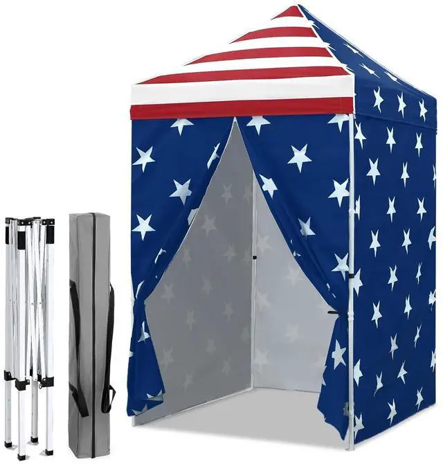 Main image of 5x5 Instant Canopy with 4-Side Wall Panels, Small Pop up Portable Canopy Tent with Carry Bag, Light Weight Sun Shelter for Sports, Camping and Beach, American Flag