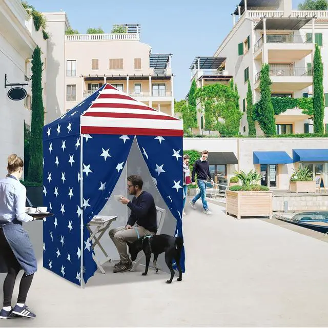 Alt view image 7 of 7 - 5x5 Instant Canopy with 4-Side Wall Panels, Small Pop up Portable Canopy Tent with Carry Bag, Light Weight Sun Shelter for Sports, Camping and Beach, American Flag