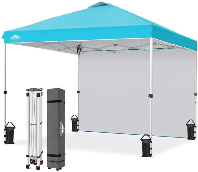 Main image of Commercial Canopy 10x10 Pop Up Canopy Tent with 1 Sidewall, Easy Setup Heavy Duty Instant Event Shelter for Vendors & Markets, Outdoor Sun Shade, Light Blue