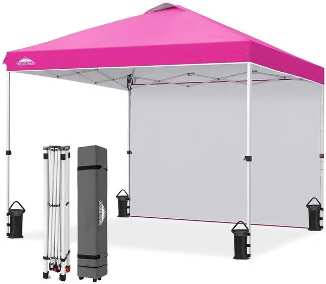 Main image of Commercial Canopy 10x10 Pop Up Canopy Tent with 1 Sidewall, Easy Setup Heavy Duty Instant Event Shelter for Vendors & Markets, Outdoor Sun Shade, Pink
