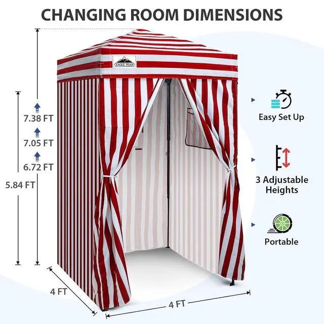 Alt view image 3 of 7 - Flex Ultra Compact 4x4 Pop-up Canopy, Sun Shelter, Changing Room, Portable Privacy Canopy Cabana for Pool, Fashion Photoshoots, or Camping, Red/White