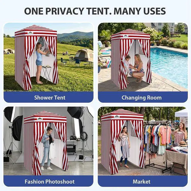 Alt view image 7 of 7 - Flex Ultra Compact 4x4 Pop-up Canopy, Sun Shelter, Changing Room, Portable Privacy Canopy Cabana for Pool, Fashion Photoshoots, or Camping, Red/White