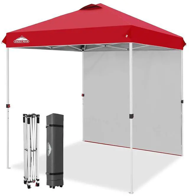 Main image of Commercial Canopy 6.6x6.6 Pop Up Canopy Tent with 1 Sidewall, Easy Setup Heavy Duty Instant Event Shelter for Vendors & Markets, Outdoor Sun Shade, Red