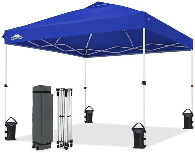 Main image of 10x10 Commercial Pop Up Canopy Tent, Easy 1-Person Setup, Blue | Anti-Pooling Umbrella-Rib Roof, Vented Top, Wheeled Bag & Anchor Kit