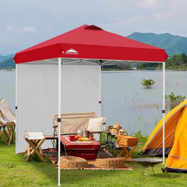 Alt view image 5 of 7 - Commercial Canopy 6.6x6.6 Pop Up Canopy Tent with 1 Sidewall, Easy Setup Heavy Duty Instant Event Shelter for Vendors & Markets, Outdoor Sun Shade, Red
