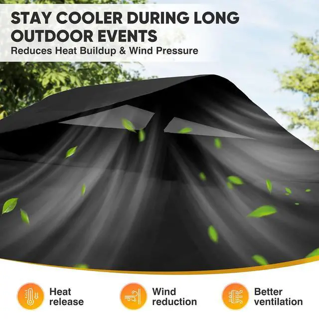 Alt view image 7 of 7 - 10x10 Commercial Pop Up Canopy Tent, Easy 1-Person Setup, Black | Anti-Pooling Umbrella-Rib Roof, Vented Top, Wheeled Bag & Anchor Kit