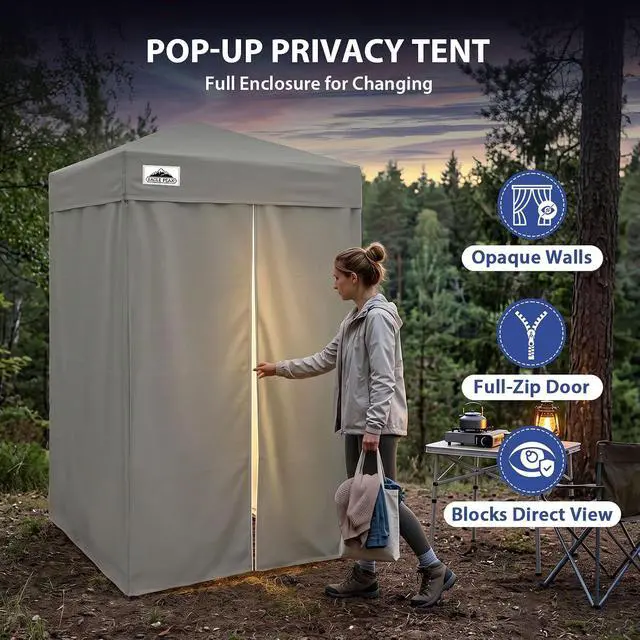 Alt view image 2 of 7 - Flex Ultra Compact 4x4 Pop-up Canopy, Sun Shelter, Changing Room, Portable Privacy Canopy Cabana for Pool, Fashion Photoshoots, or Camping, Gray