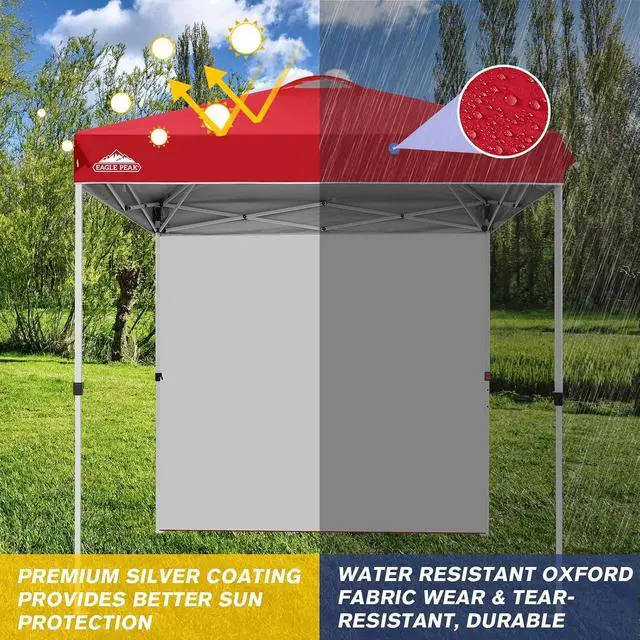 Alt view image 2 of 7 - Commercial Canopy 6.6x6.6 Pop Up Canopy Tent with 1 Sidewall, Easy Setup Heavy Duty Instant Event Shelter for Vendors & Markets, Outdoor Sun Shade, Red