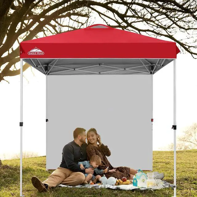 Alt view image 7 of 7 - Commercial Canopy 6.6x6.6 Pop Up Canopy Tent with 1 Sidewall, Easy Setup Heavy Duty Instant Event Shelter for Vendors & Markets, Outdoor Sun Shade, Red