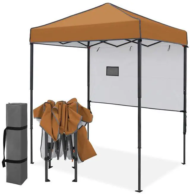 Main image of 6x4 Instant Pop Up Canopy Tent with 1 Half Wall Panel, Straight Leg Sun Shelter, Portable Canopy with Carry Bag for Camping, Beach & Sports, Khaki