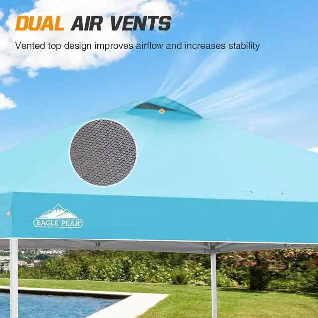 Alt view image 6 of 7 - Replacement Canopy Top for Eagle Peak 10x10 Straight Leg Pop Up Canopy Frame Only, Canopy Cover with Air Vent, UPF 50+, Frame NOT Included, Light Blue