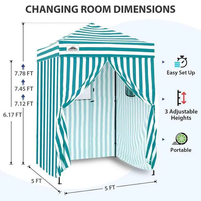 Alt view image 3 of 7 - Flex Ultra Compact 5x5 Pop-up Canopy, Sun Shelter, Changing Room, Portable Privacy Tent for Pool, Fashion Photoshoots, or Camping, White/Light Blue