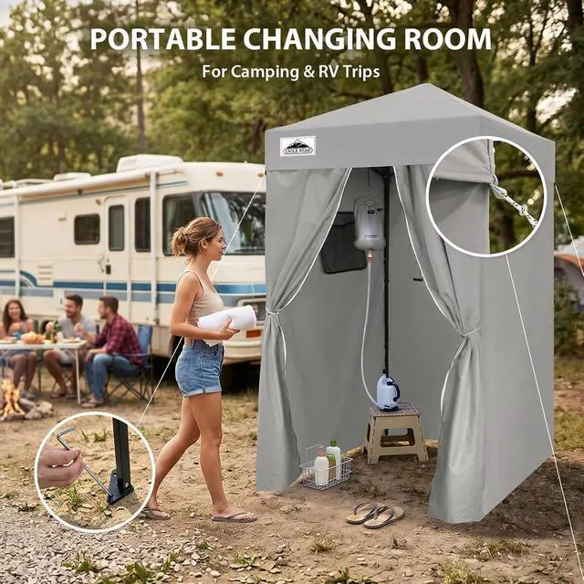 Alt view image 5 of 7 - Flex Ultra Compact 4x4 Pop-up Canopy, Sun Shelter, Changing Room, Portable Privacy Canopy Cabana for Pool, Fashion Photoshoots, or Camping, Gray