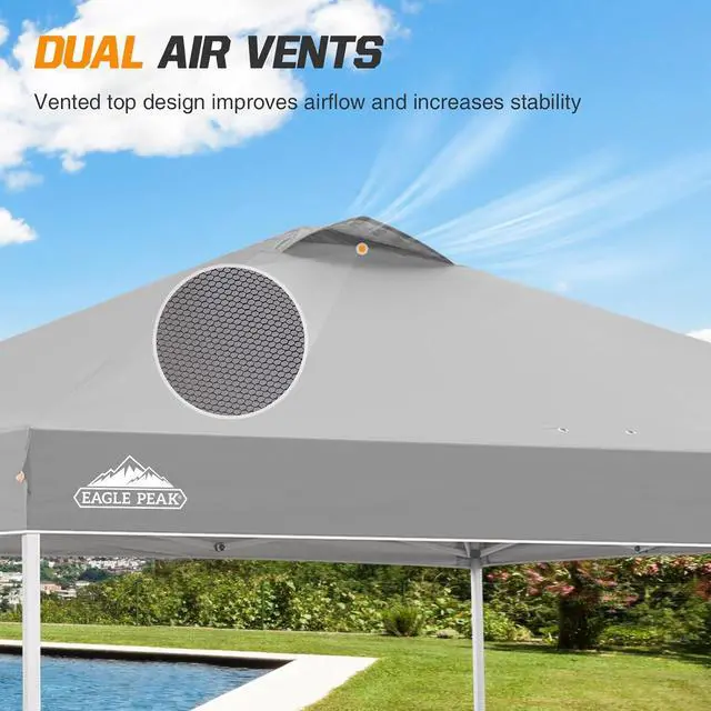 Alt view image 6 of 7 - Replacement Canopy Top for Eagle Peak 10x10 Straight Leg Pop Up Canopy Frame Only, Canopy Cover with Air Vent, UPF 50+, Frame NOT Included, Light Gray