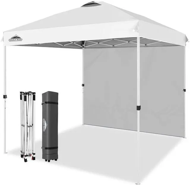 Main image of Commercial Canopy 8x8 Pop Up Canopy Tent with 1 Sidewall, Easy Setup Heavy Duty Instant Event Shelter for Vendors & Markets, Outdoor Sun Shade, White