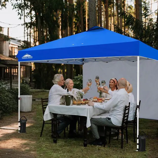 Alt view image 5 of 7 - Commercial Canopy 12x12 Pop Up Canopy Tent with 1 Sidewall, Easy Setup Heavy Duty Instant Event Shelter for Vendors & Markets, Outdoor Sun Shade, Blue