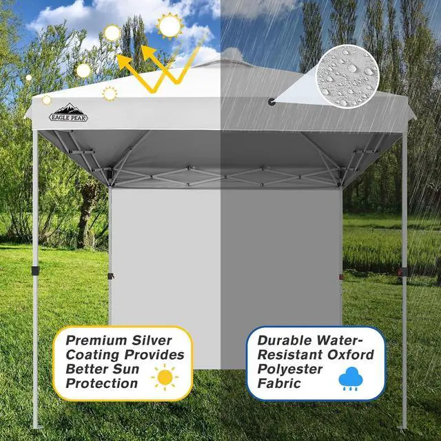 Alt view image 4 of 7 - Commercial Canopy 8x8 Pop Up Canopy Tent with 1 Sidewall, Easy Setup Heavy Duty Instant Event Shelter for Vendors & Markets, Outdoor Sun Shade, White
