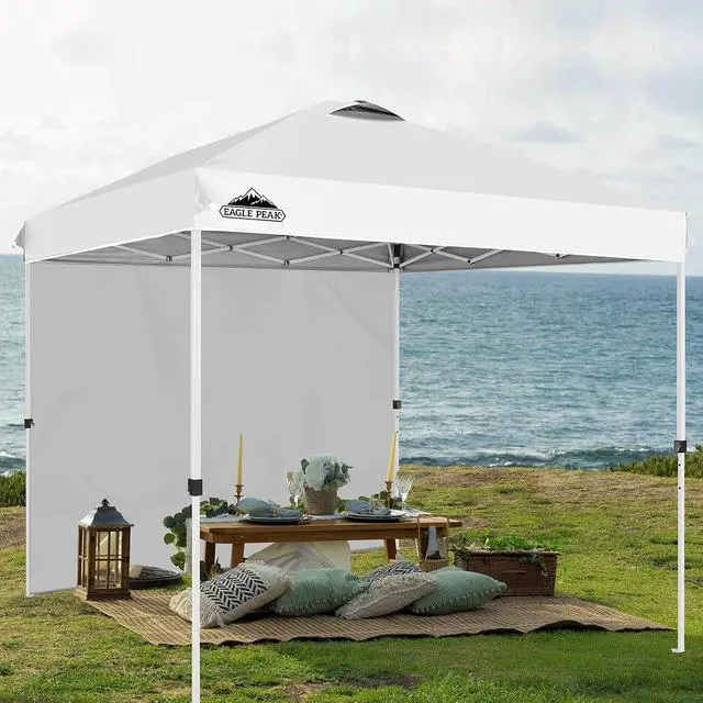 Alt view image 5 of 7 - Commercial Canopy 8x8 Pop Up Canopy Tent with 1 Sidewall, Easy Setup Heavy Duty Instant Event Shelter for Vendors & Markets, Outdoor Sun Shade, White