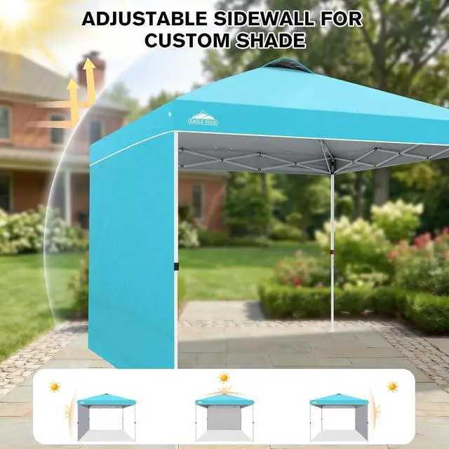 Alt view image 7 of 7 - Commercial Canopy 10x10 Pop Up Canopy Tent with 1 Sidewall, Easy Setup Heavy Duty Instant Event Shelter for Vendors & Markets, Outdoor Sun Shade, Light Blue