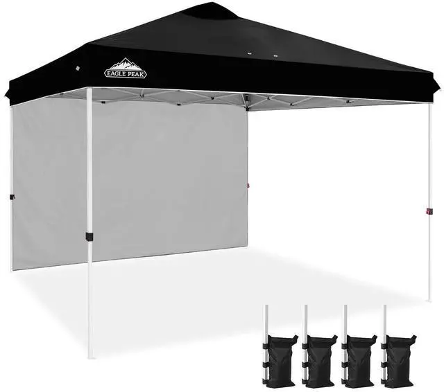 Main image of Commercial Canopy 12x12 Pop Up Canopy Tent with 1 Sidewall, Easy Setup Heavy Duty Instant Event Shelter for Vendors & Markets, Outdoor Sun Shade, Black