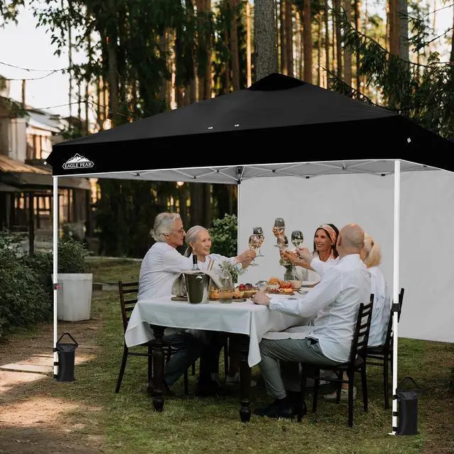 Alt view image 5 of 7 - Commercial Canopy 12x12 Pop Up Canopy Tent with 1 Sidewall, Easy Setup Heavy Duty Instant Event Shelter for Vendors & Markets, Outdoor Sun Shade, Black