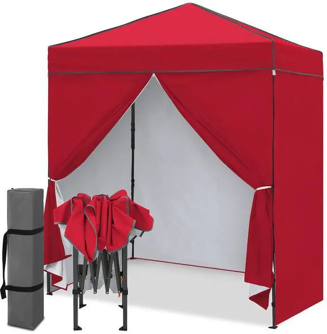 Main image of 6x4 Instant Pop Up Canopy Tent with 4 Side Wall Panels, Straight Leg Sun Shelter, Portable Canopy with Carry Bag for Camping, Beach & Sports, Red
