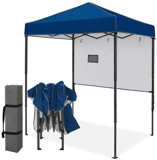 Main image of 6x4 Instant Pop Up Canopy Tent with 1 Half Wall Panel, Straight Leg Sun Shelter, Portable Canopy with Carry Bag for Camping, Beach & Sports, Dark Blue