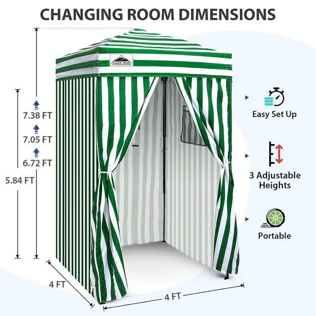 Alt view image 3 of 7 - Flex Ultra Compact 4x4 Pop-up Canopy, Sun Shelter, Changing Room, Portable Privacy Canopy Cabana for Pool, Fashion Photoshoots, or Camping, Green/White