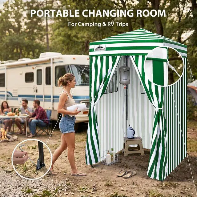 Alt view image 5 of 7 - Flex Ultra Compact 4x4 Pop-up Canopy, Sun Shelter, Changing Room, Portable Privacy Canopy Cabana for Pool, Fashion Photoshoots, or Camping, Green/White