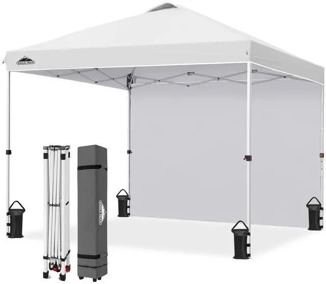 Main image of Commercial Canopy 10x10 Pop Up Canopy Tent with 1 Sidewall, Easy Setup Heavy Duty Instant Event Shelter for Vendors & Markets, Outdoor Sun Shade, White