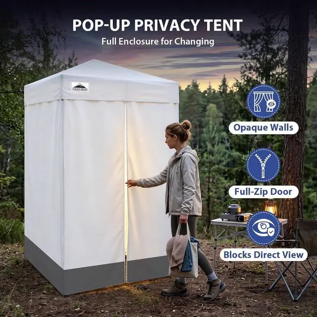 Alt view image 2 of 7 - Flex Ultra Compact 4x4 Pop-up Canopy, Sun Shelter, Changing Room, Portable Privacy Canopy Cabana for Pool, Fashion Photoshoots, or Camping, White