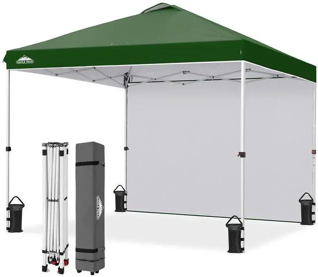 Main image of Commercial Canopy 10x10 Pop Up Canopy Tent with 1 Sidewall, Easy Setup Heavy Duty Instant Event Shelter for Vendors & Markets, Outdoor Sun Shade, Green