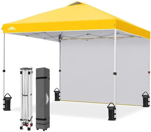 Main image of Commercial Canopy 10x10 Pop Up Canopy Tent with 1 Sidewall, Easy Setup Heavy Duty Instant Event Shelter for Vendors & Markets, Outdoor Sun Shade, Yellow