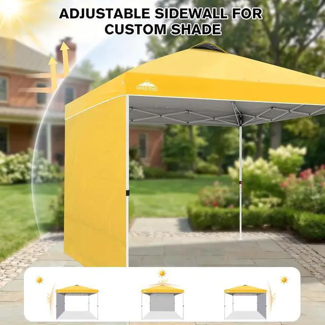 Alt view image 7 of 7 - Commercial Canopy 10x10 Pop Up Canopy Tent with 1 Sidewall, Easy Setup Heavy Duty Instant Event Shelter for Vendors & Markets, Outdoor Sun Shade, Yellow