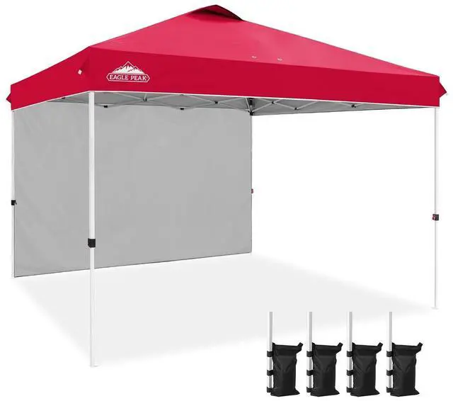 Main image of Commercial Canopy 12x12 Pop Up Canopy Tent with 1 Sidewall, Easy Setup Heavy Duty Instant Event Shelter for Vendors & Markets, Outdoor Sun Shade, Red
