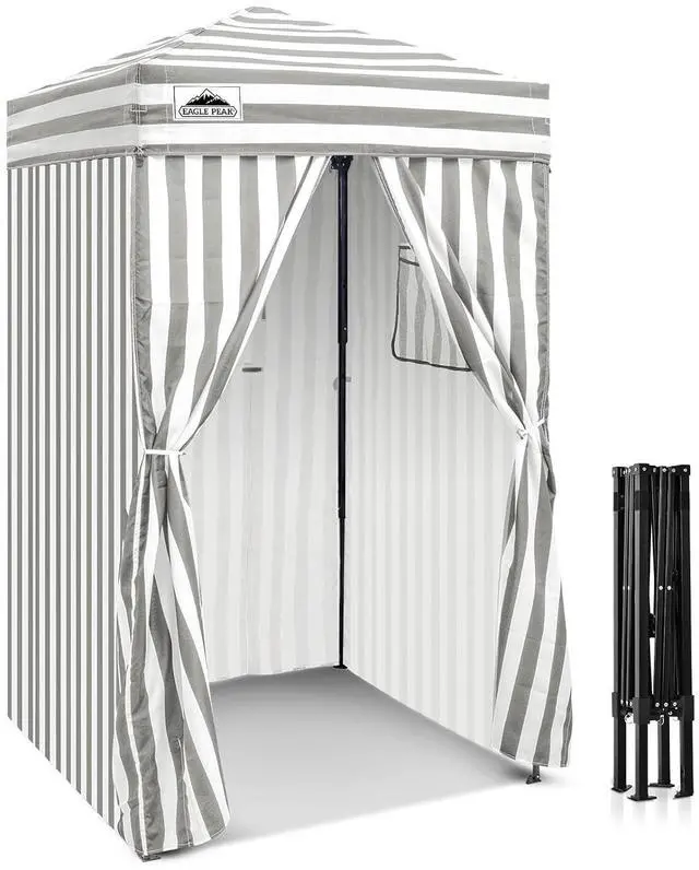 Main image of Flex Ultra Compact 4x4 Pop-up Canopy, Sun Shelter, Changing Room, Portable Privacy Canopy Cabana for Pool, Fashion Photoshoots, or Camping, Gray/White