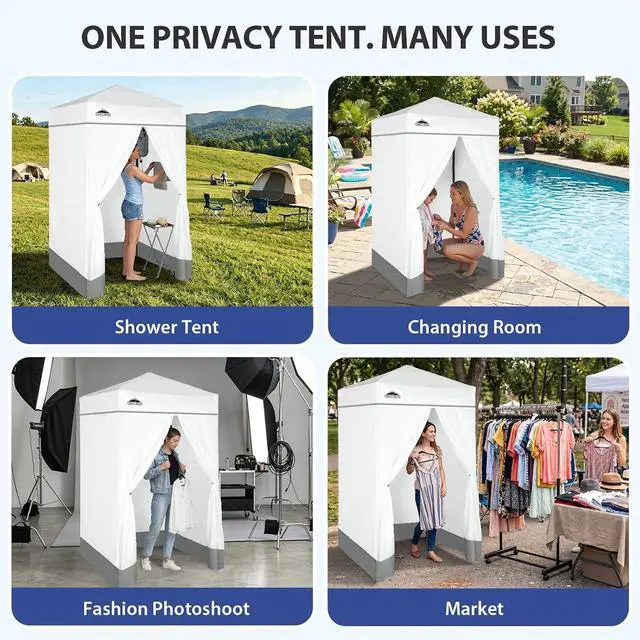 Alt view image 7 of 7 - Flex Ultra Compact 4x4 Pop-up Canopy, Sun Shelter, Changing Room, Portable Privacy Canopy Cabana for Pool, Fashion Photoshoots, or Camping, White