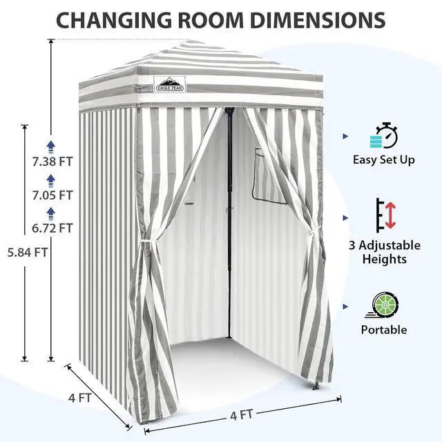 Alt view image 3 of 7 - Flex Ultra Compact 4x4 Pop-up Canopy, Sun Shelter, Changing Room, Portable Privacy Canopy Cabana for Pool, Fashion Photoshoots, or Camping, Gray/White