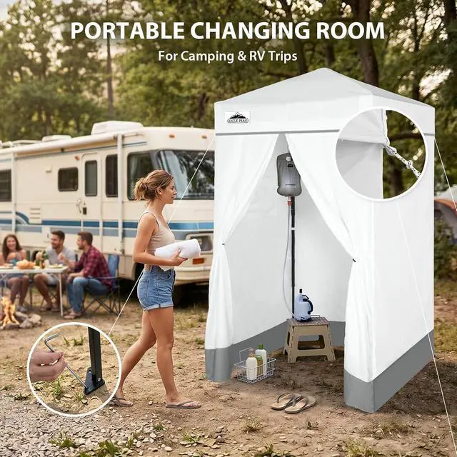 Alt view image 5 of 7 - Flex Ultra Compact 4x4 Pop-up Canopy, Sun Shelter, Changing Room, Portable Privacy Canopy Cabana for Pool, Fashion Photoshoots, or Camping, White