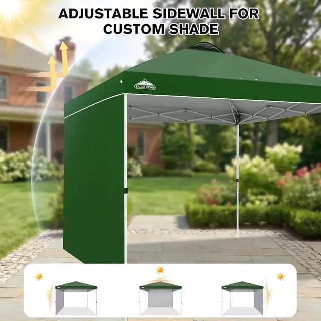 Alt view image 7 of 7 - Commercial Canopy 10x10 Pop Up Canopy Tent with 1 Sidewall, Easy Setup Heavy Duty Instant Event Shelter for Vendors & Markets, Outdoor Sun Shade, Green