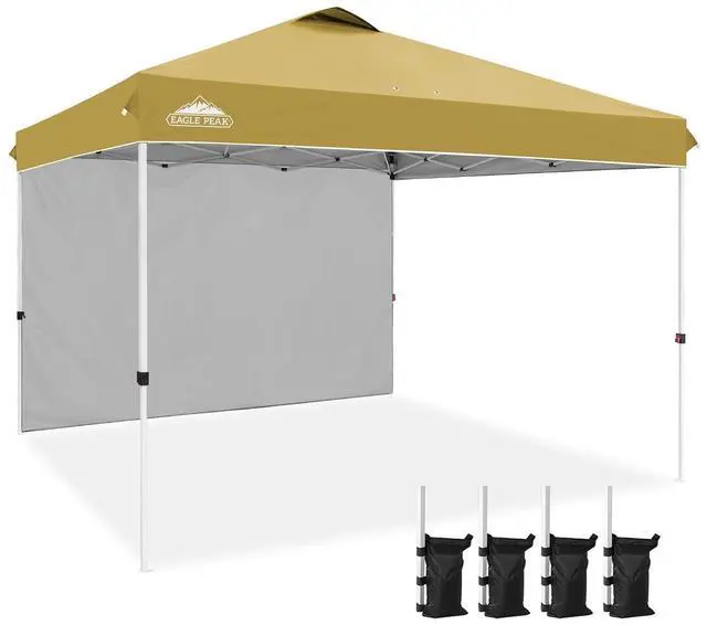 Main image of Commercial Canopy 12x12 Pop Up Canopy Tent with 1 Sidewall, Easy Setup Heavy Duty Instant Event Shelter for Vendors & Markets, Outdoor Sun Shade, Beige