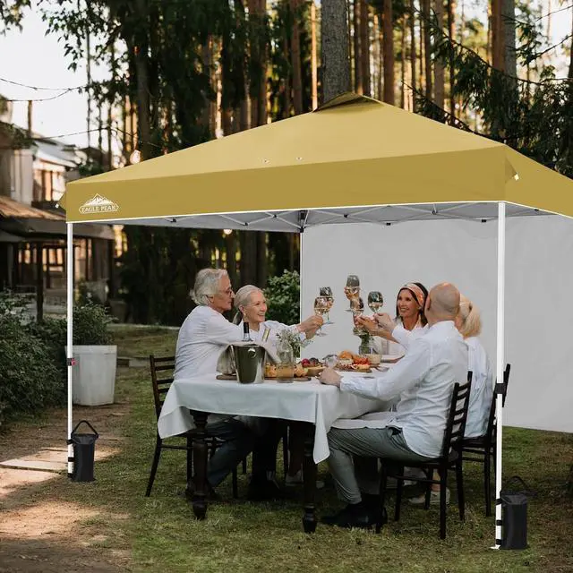 Alt view image 5 of 7 - Commercial Canopy 12x12 Pop Up Canopy Tent with 1 Sidewall, Easy Setup Heavy Duty Instant Event Shelter for Vendors & Markets, Outdoor Sun Shade, Beige