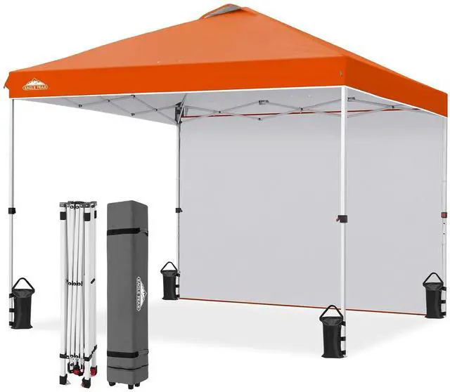 Main image of Commercial Canopy 10x10 Pop Up Canopy Tent with 1 Sidewall, Easy Setup Heavy Duty Instant Event Shelter for Vendors & Markets, Outdoor Sun Shade, Orange