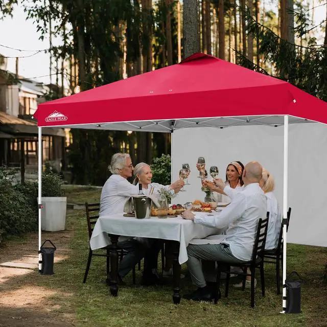 Alt view image 5 of 7 - Commercial Canopy 12x12 Pop Up Canopy Tent with 1 Sidewall, Easy Setup Heavy Duty Instant Event Shelter for Vendors & Markets, Outdoor Sun Shade, Red