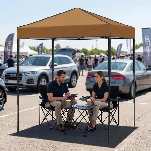 Alt view image 5 of 7 - 6x4 Instant Pop Up Canopy Tent, Straight Leg Sun Shelter, Portable Canopy with Carry Bag for Camping, Beach & Sports, Khaki